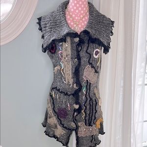 Mechant Embellished Sweater Cardigan Vest Size S